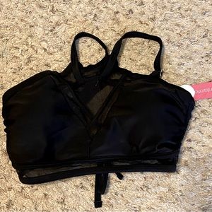 Xhilaration black mesh detailed bikini top